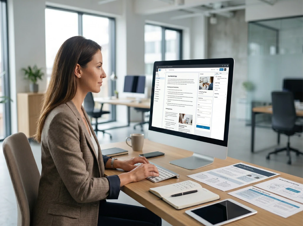 Copywriter creating SEO website content including landing pages, brand voice, email marketing, and ad copy strategy.