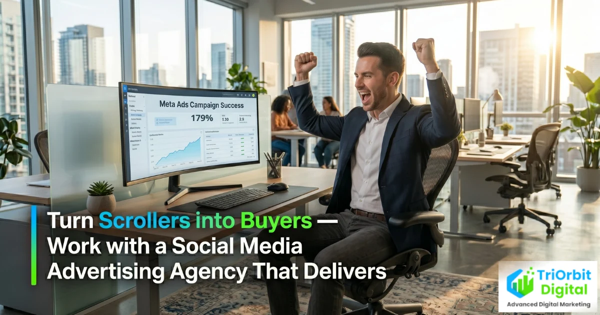 Marketer reviewing paid social media advertising campaign performance across Facebook, Instagram, LinkedIn and TikTok on a single dashboard