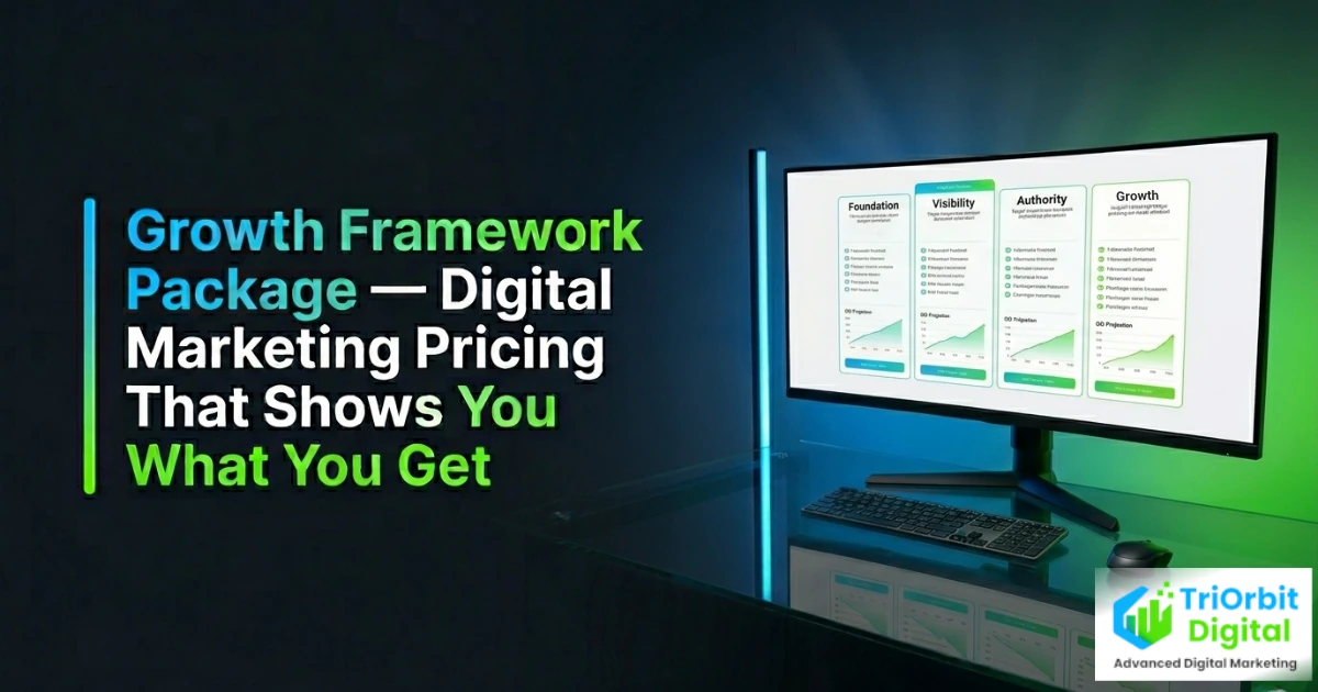 An overview of TriOrbit Digital's Growth Framework pricing and its four phases.